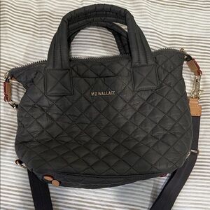 MZ Wallace Magnet (Grey/Brown) Sutton Deluxe Black Quilted Tote